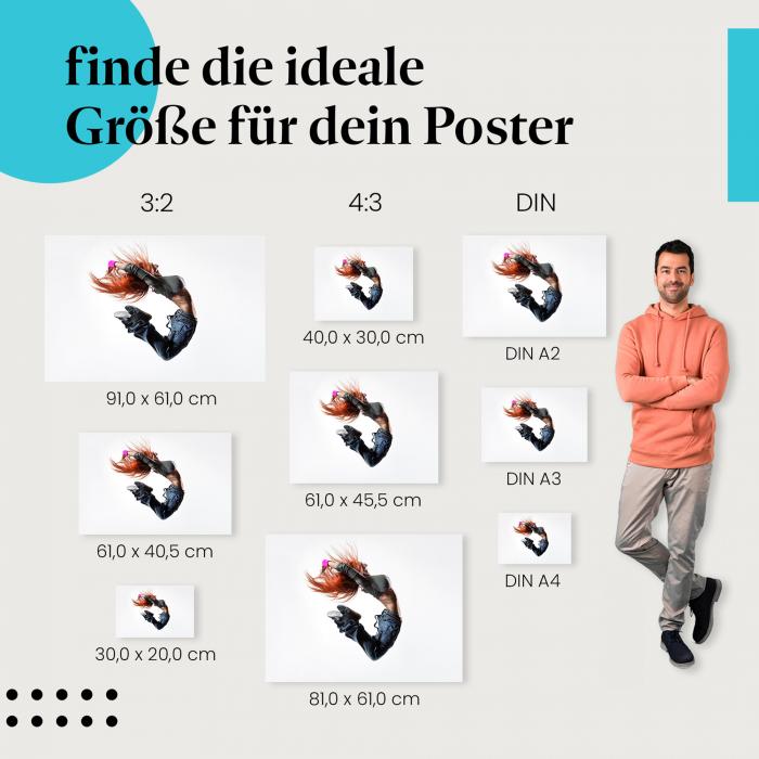 Tänzerin mit roten Haaren Poster: Dynamischer Sprung - jetzt bestellen!